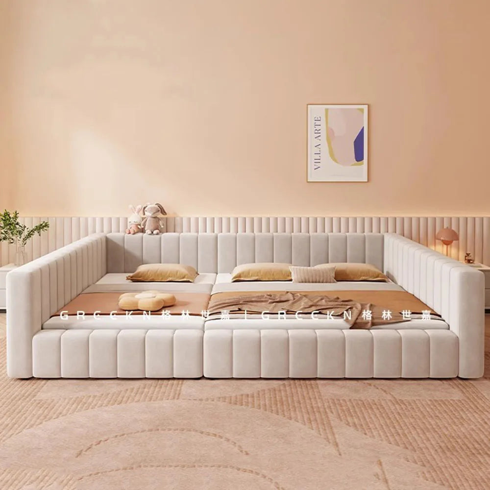 Luxury King Size Bed With Multifunctional Headboard European Design Stylish Lounge Furniture For Modern Bedroom Decor Decoration