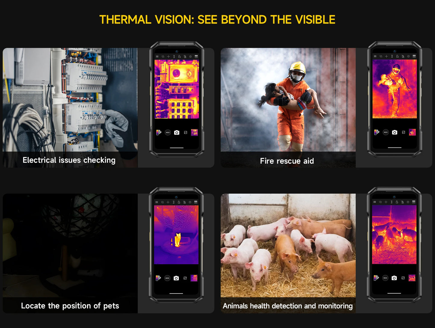 Ulefone Armor 27T 4G THERMAL BY FLIR® Rugged Phone 10600mAh Up to 24GB+256GB 6.78"FHD 120Hz Night Vision Android 14 Smartphone