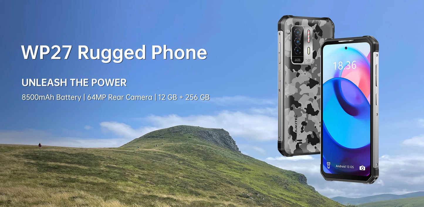Oukitel WP27 Rugged Smartphone 12GB+256GB 6.78“FHD+ 8500 mAh Android 13 Mobile Phone 64MP MTK G99 Cell Phone