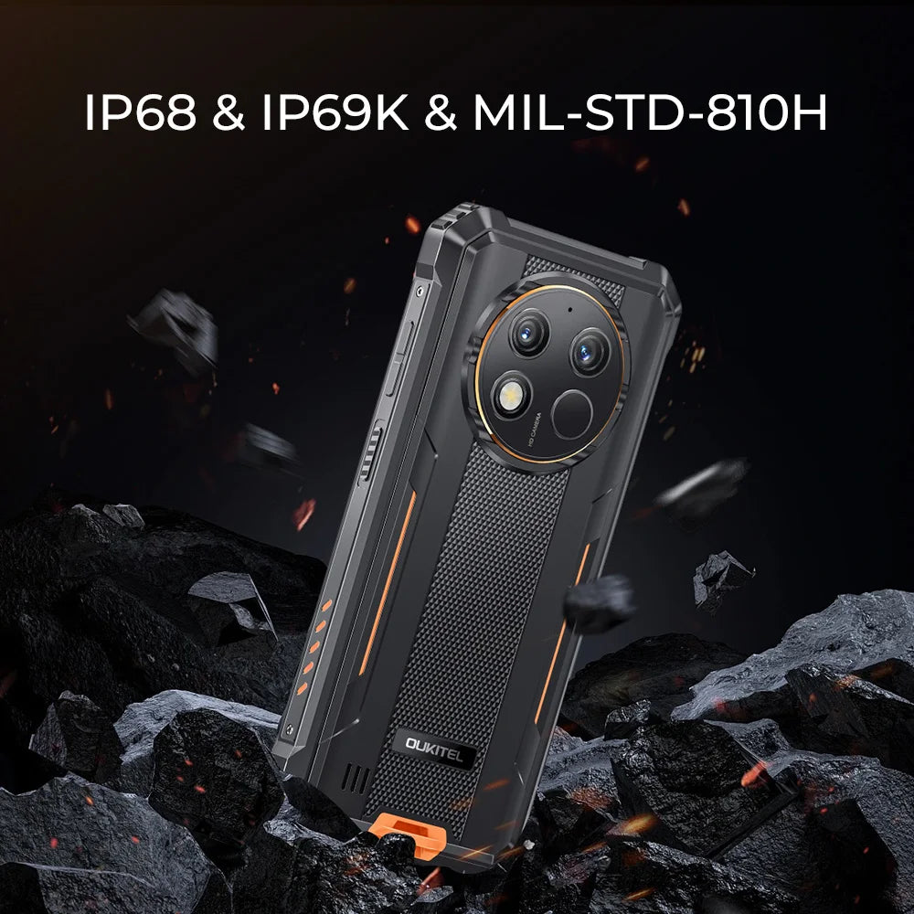Oukitel WP28 E 4G Rugged Smartphone Android14 10600mAh Battery 4GB+64GB Mobile Phone 6.52 Inch HD+ 13MP Camera 18W Cellphone