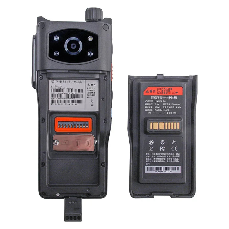 UNIWA P8 4 Inch HD+ Capacitive IPS Touch Screen Talkie Support NFC 5000mAh UHF Smart Zello Mobile Walkie Talkie Android 14
