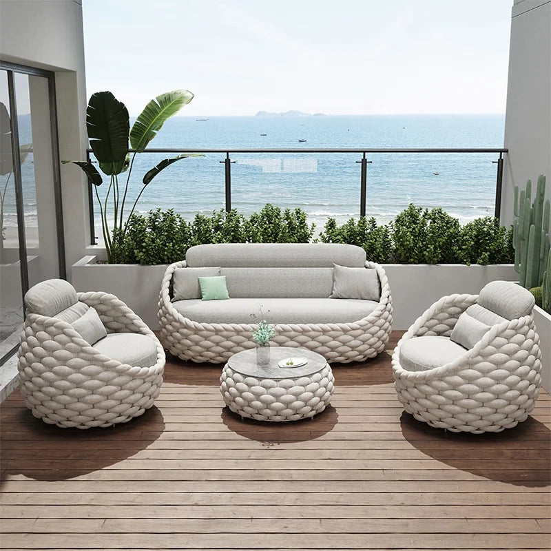 Elegant and Durable Outdoor Rattan Furniture Set with Modular Sectional Design