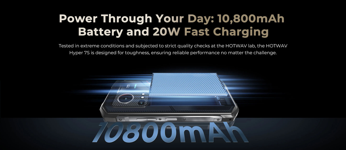 HOTWAV Hyper 7S Rugged Phone Android 15 10800mAh 20W Mobile Phone 5G Global Version 4GB 256GB Smartphone 6.6'' 120Hz Cellphone
