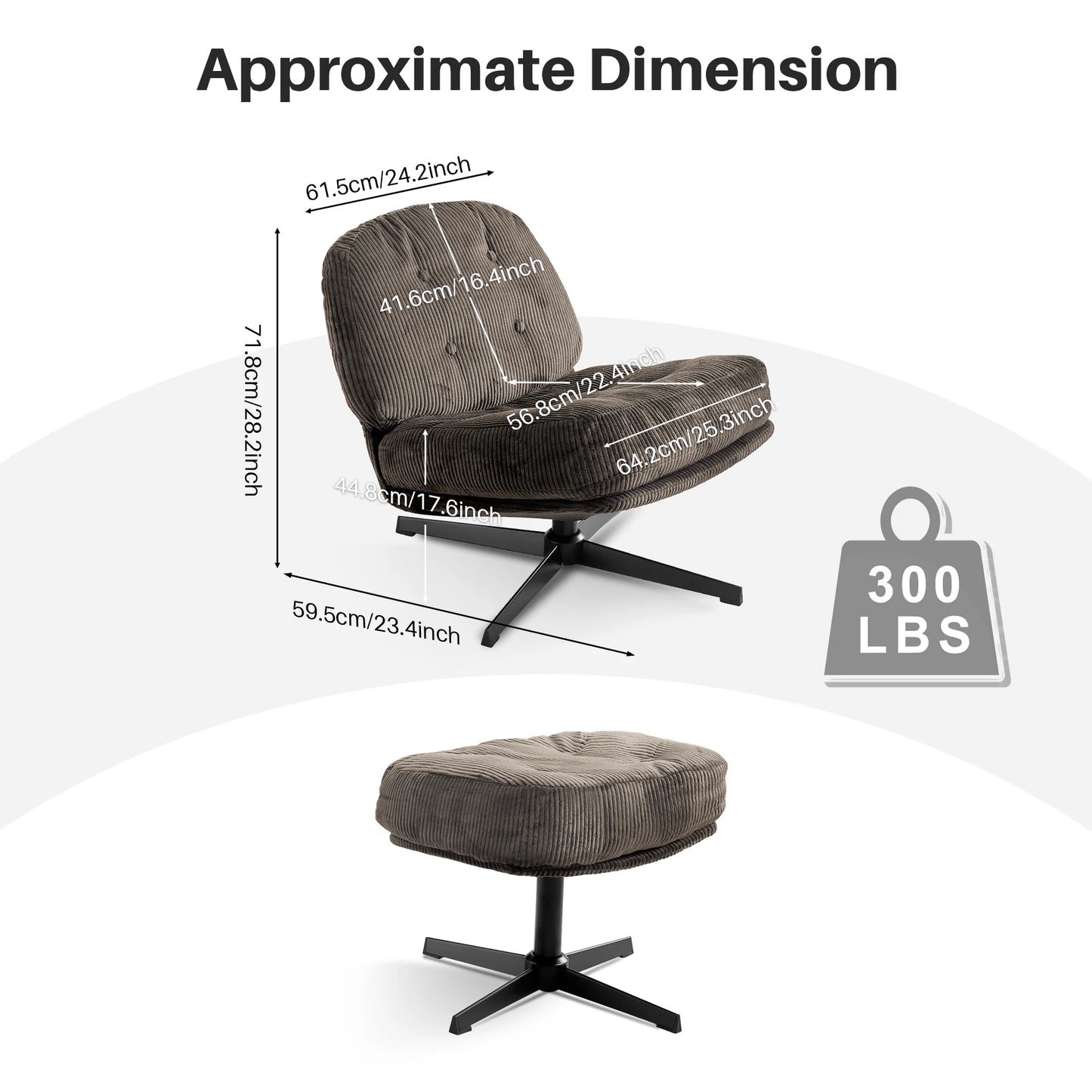 Redlife Modern Foldable Accent Chair 360° Swivel Tufted Lazy Chair Upholstered Lounge Chair w/ Thickened Cushion for Living Room