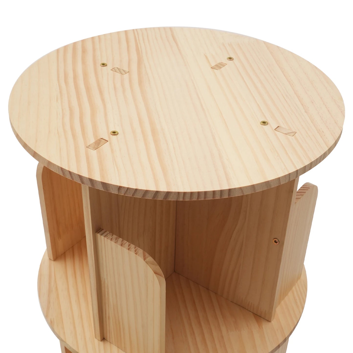 Revolving Bookstand 360° Rotation Pine Wood Adjustable 1-6 Tiers Rotating Bookshelf for Magazines Spinning Bookshelf Tower