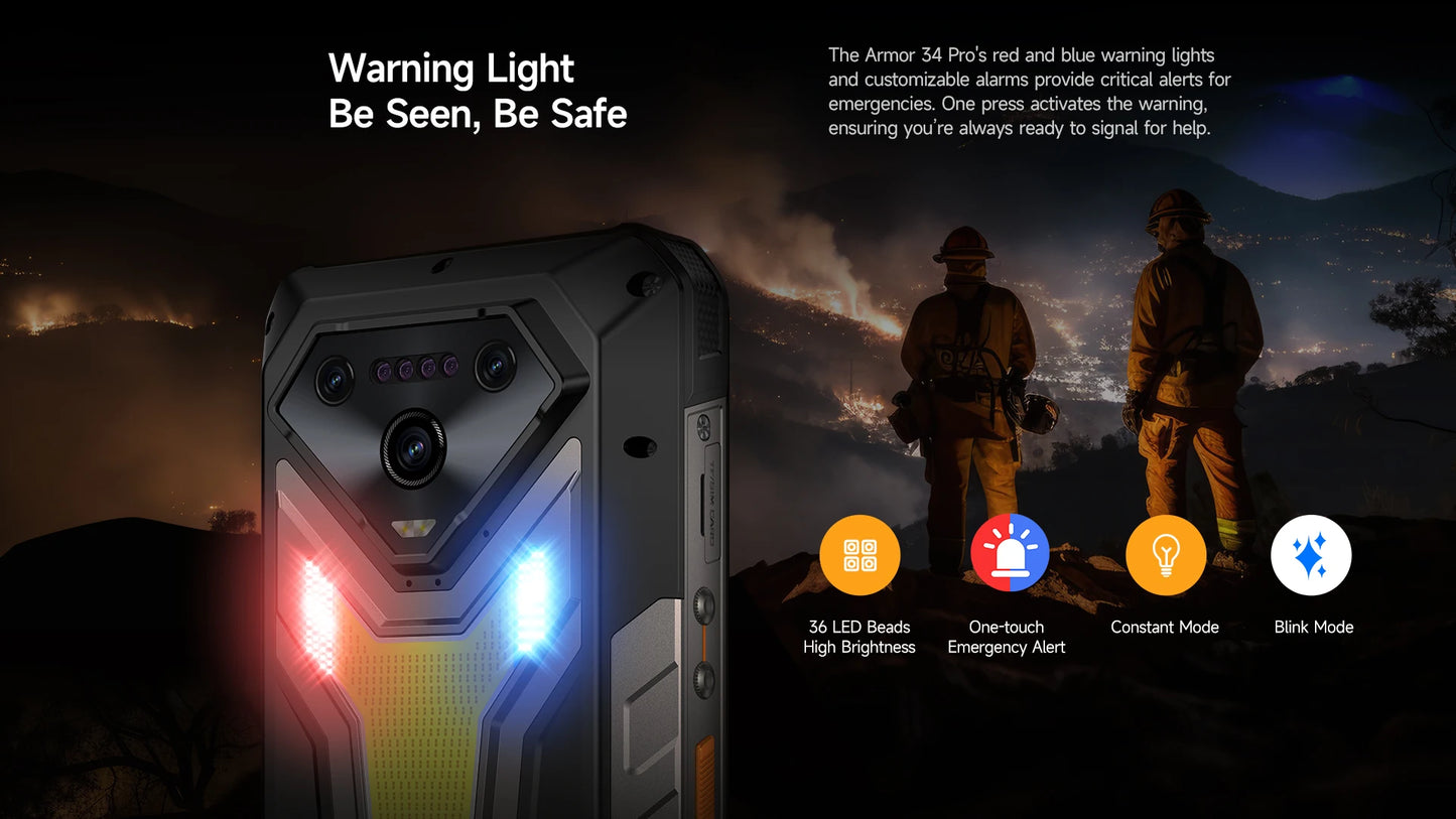 【Ships from US】Ulefone Armor 34 Pro 5G AI Rugged Phone 25500mAh Up to 32GB+512GB Built-in Projector 120Hz 6.95" NFC Smartphone
