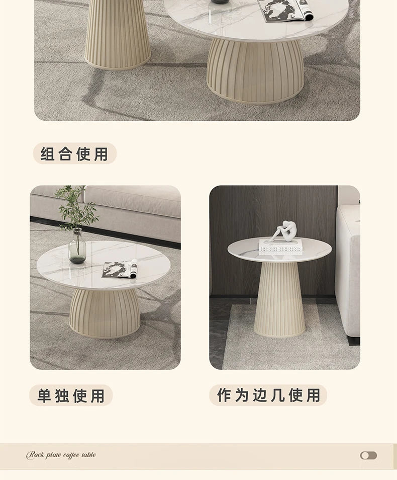 Cream Wind Rock Plate Coffee Table Living Room Small Simple Tea Table Center Modern Hallway Mesa Centro Salon Furniture Home