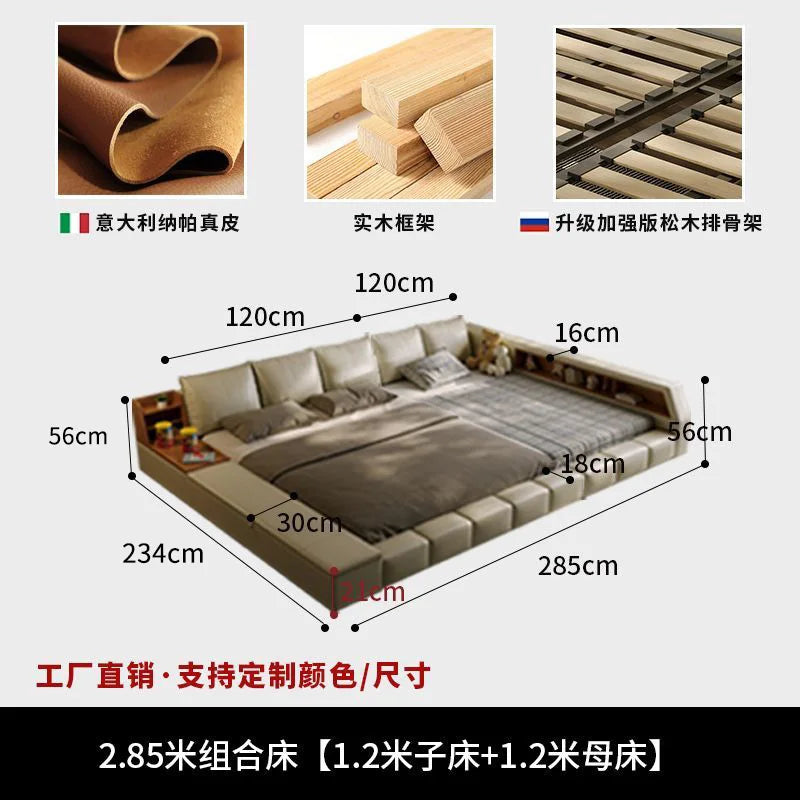 King Upholstered Modern Bed Unique Bookshelves Sleeping Multifunctional Bed Luxury Floor Camarotes Para Dormitorio Furnitures