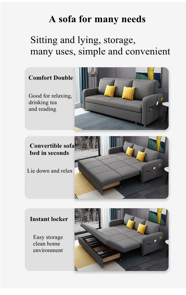 Space Saving Multi-purpose Living Room Set Furniture Modern Fabric Folding Sofa Bed
