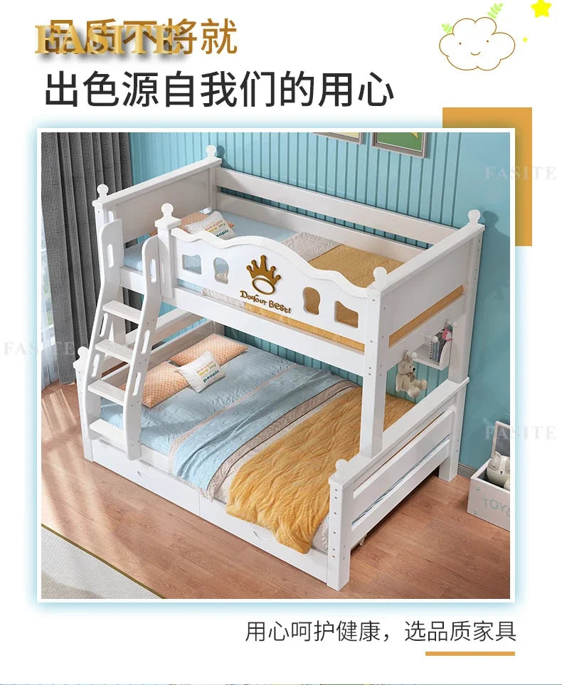 Solid wood bunk bed bunk high and low mother and child upper and lower bed small apartment crown children's slide sibling