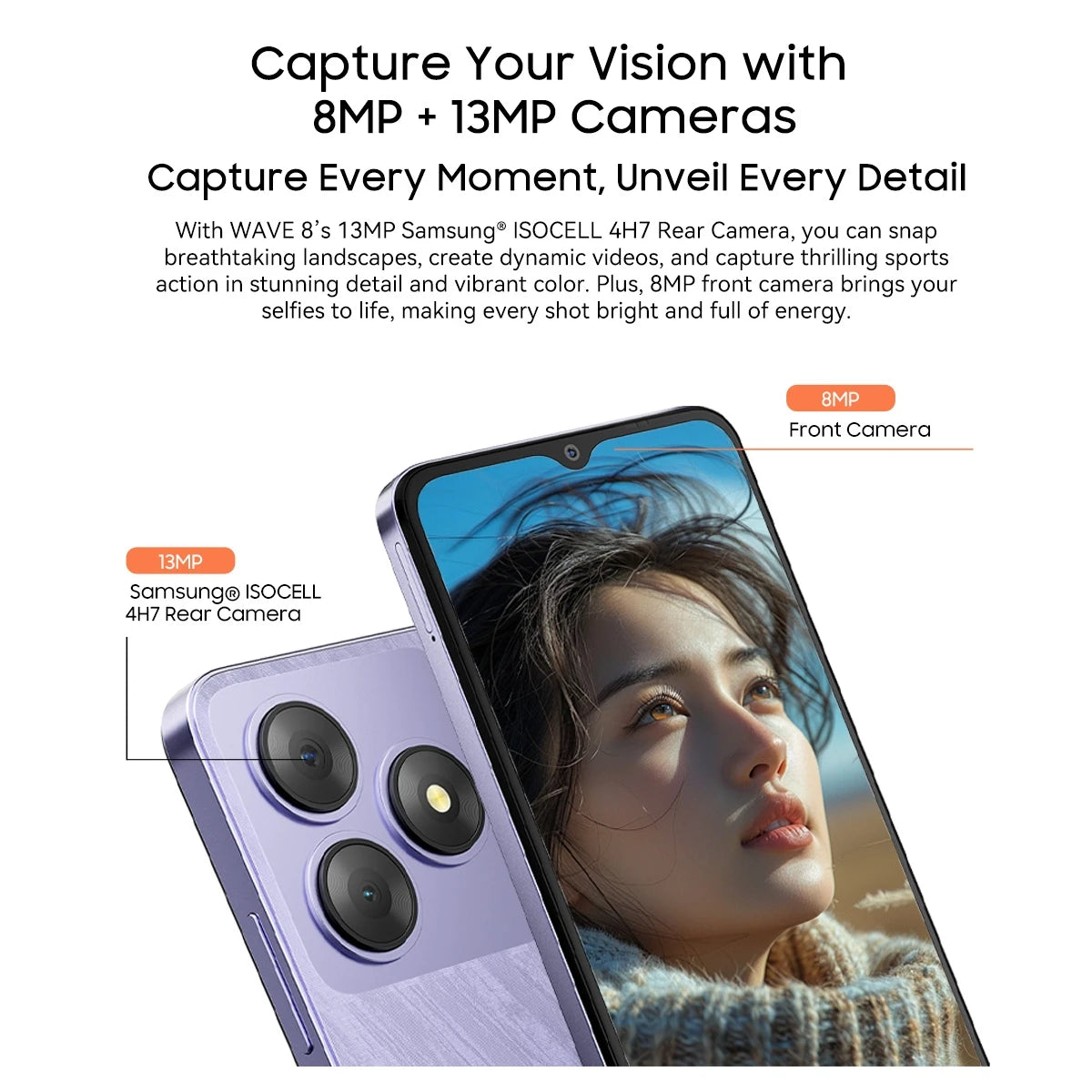 Blackview WAVE 8 Smartphone 6.56'' HD+IPS Display 5000mAh Battery 4GB+128GB/ 256GB Octa Core Cell Phone 8MP Camera Android 14