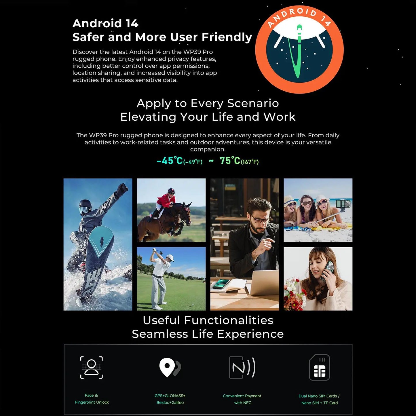 Oukitel WP39 Pro 5G Rugged Phone 12GB+512GB 6.6" 2.4K Screen Android 14 MediaTek Dimensity 6300+ 11000mAh Battery NFC Smartphone