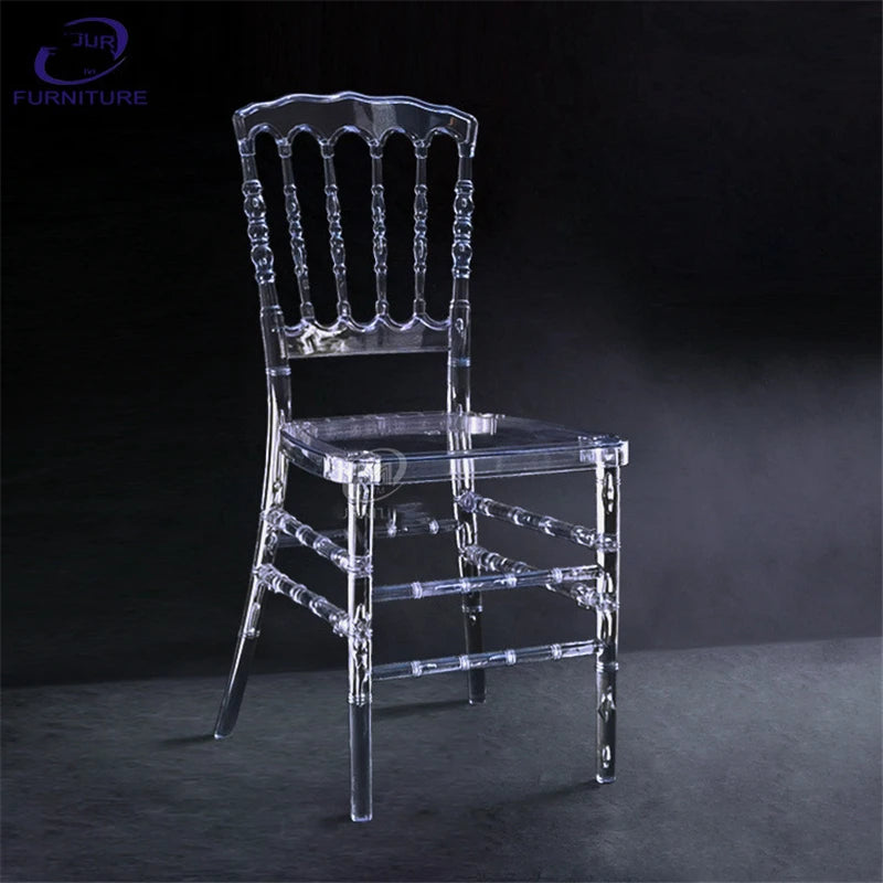 4 Pcs Hot Transparent Crystal Chiavari Detachable Clear Acrylic Resin Funiture Wedding Chair For Wedding Moment Or Hotel Party