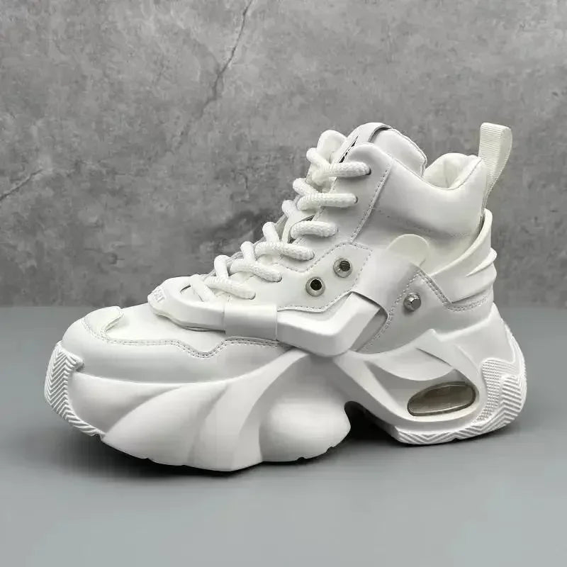 Men's Boots High Top New Trend Wear-resistant Synthetic Leather Boots Casual Lace Up Height Increasing Fashion Boots 2025