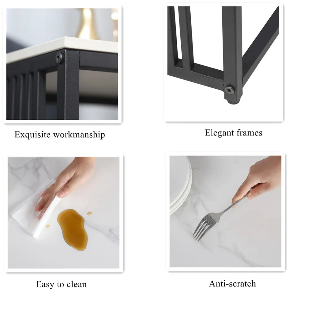 LUVODI Luxury Sofa Side Coffee Table White Square Marble End Table for Living Room Bedroom Balcony
