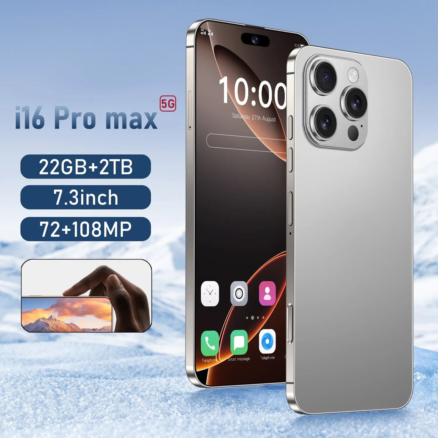 New i16 Pro Max original intelligent 5G dual card dual standby Android 14 system global version phones 8000mAh battery