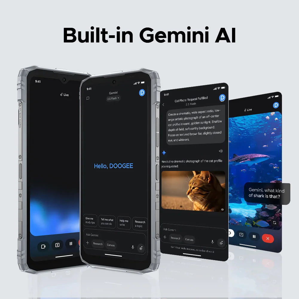 Global Version DOOGEE Blade10 Pro Energy Rugged Phone Gemini AI Android 15 Ultra-thin 6.56'' Screen 6150mAh Battery Smartphone