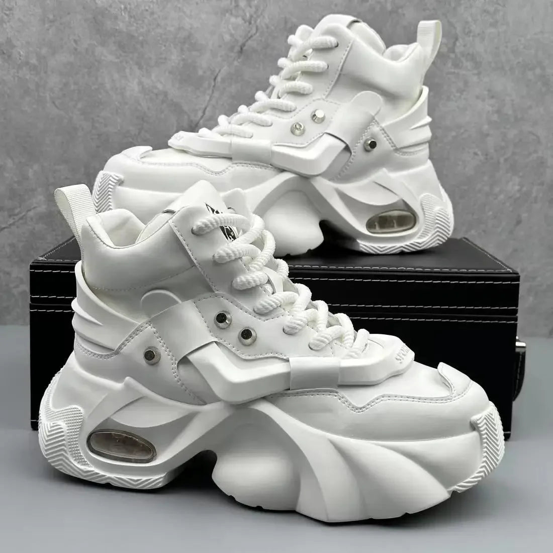 Men's Boots High Top New Trend Wear-resistant Synthetic Leather Boots Casual Lace Up Height Increasing Fashion Boots 2025