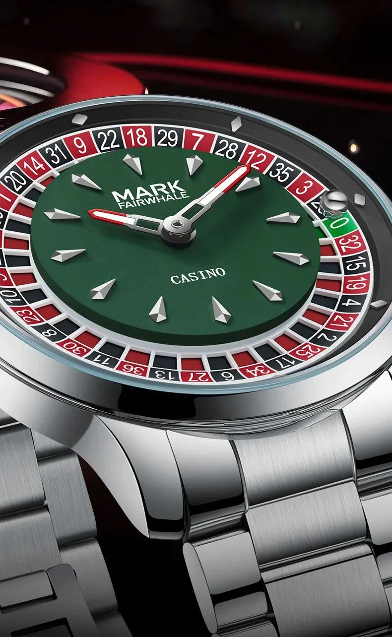 Mark Fairwhale 2025 New Top Brand Men Quartz Watch Arabic numerals Rotating Dial Roulette Automatic Watch Diamond Luminous Hand