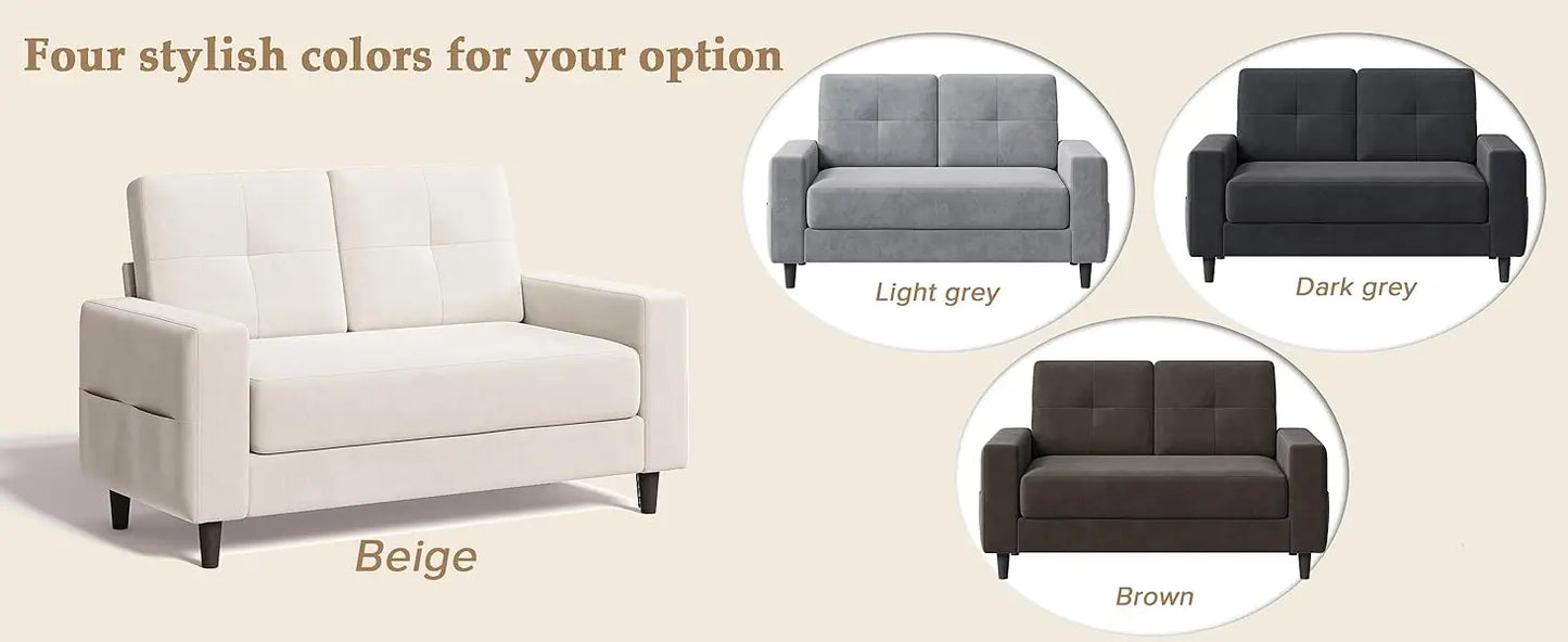 Loveseat Sofa W/armrests & backrests, 53" Small Spaces 2 Seater Mini Couch for Apartment, Office & Living Room, Living Room Sofa