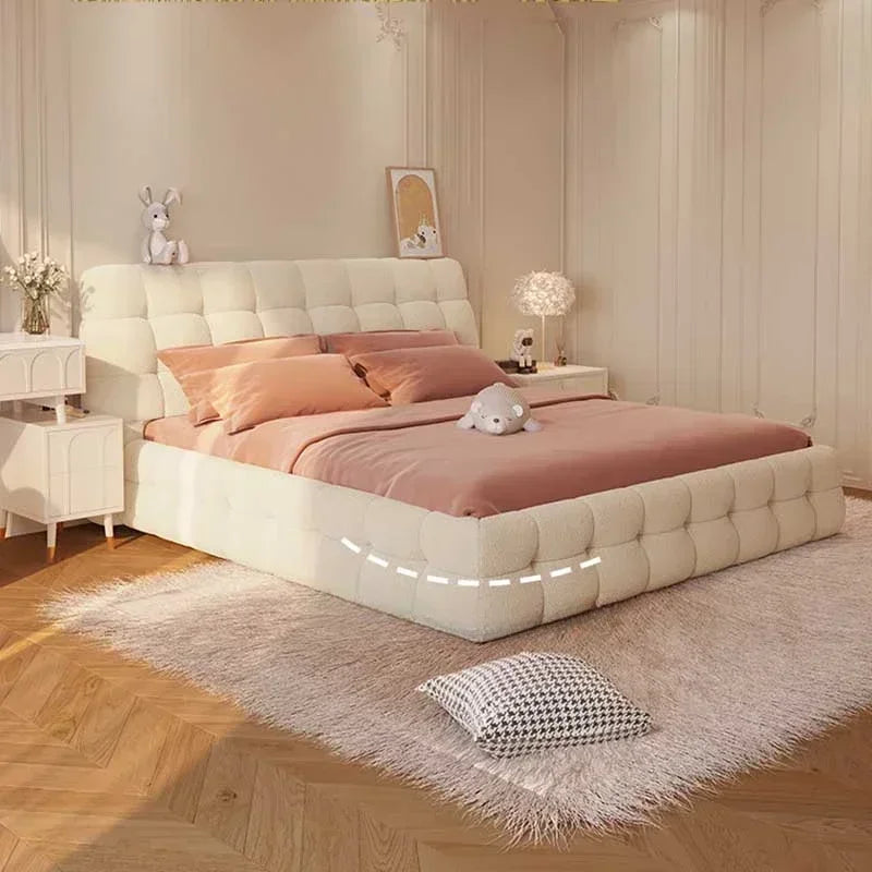 Storage Luxury Double Bed Wood Modern Loft Floor Home Double Bed Queen Girls Sleeping White Cama Box Casal Bedroom Furniture