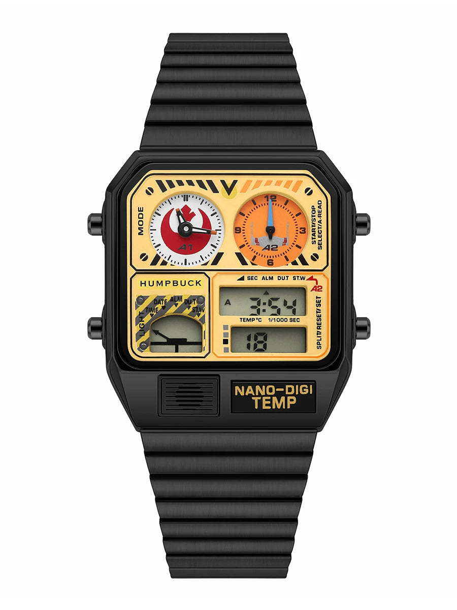 HUMPBUCK Digital Watches for Men Classic Themes Multifunctional Wristwatch with Temperature Stopwatch Dual Time and Calendar