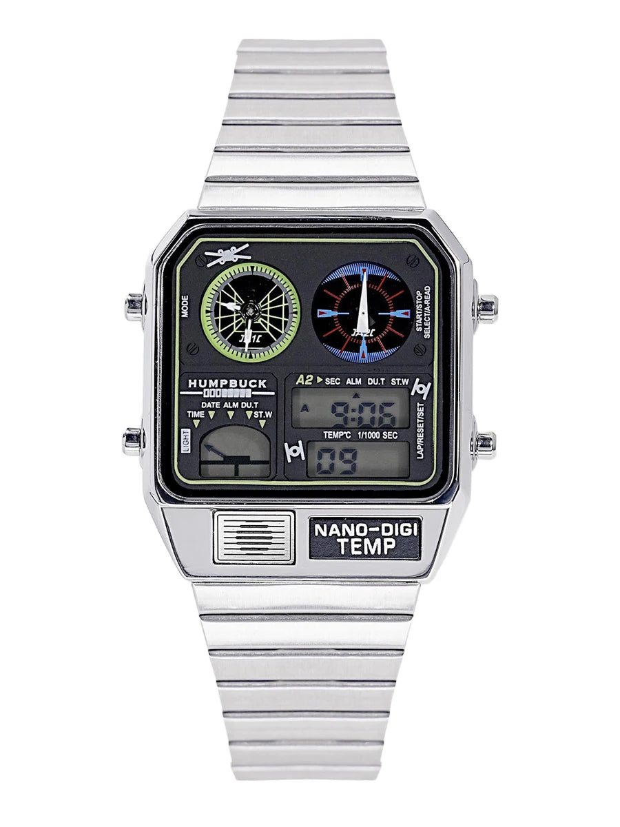 HUMPBUCK Digital Watches for Men Classic Themes Multifunctional Wristwatch with Temperature Stopwatch Dual Time and Calendar