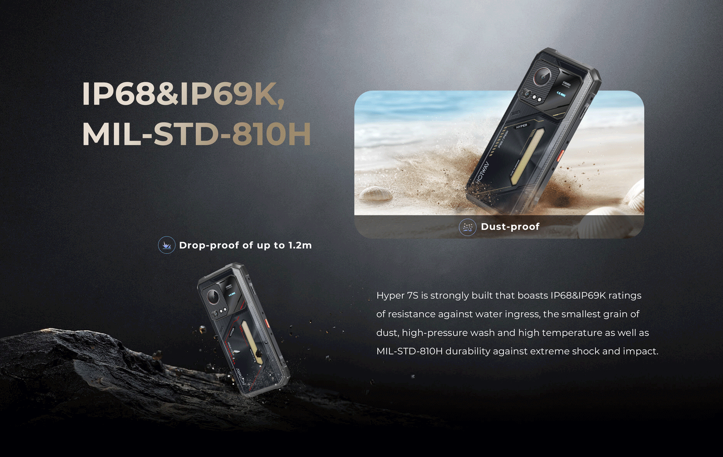 HOTWAV Hyper 7S Rugged Phone Android 15 10800mAh 20W Mobile Phone 5G Global Version 4GB 256GB Smartphone 6.6'' 120Hz Cellphone