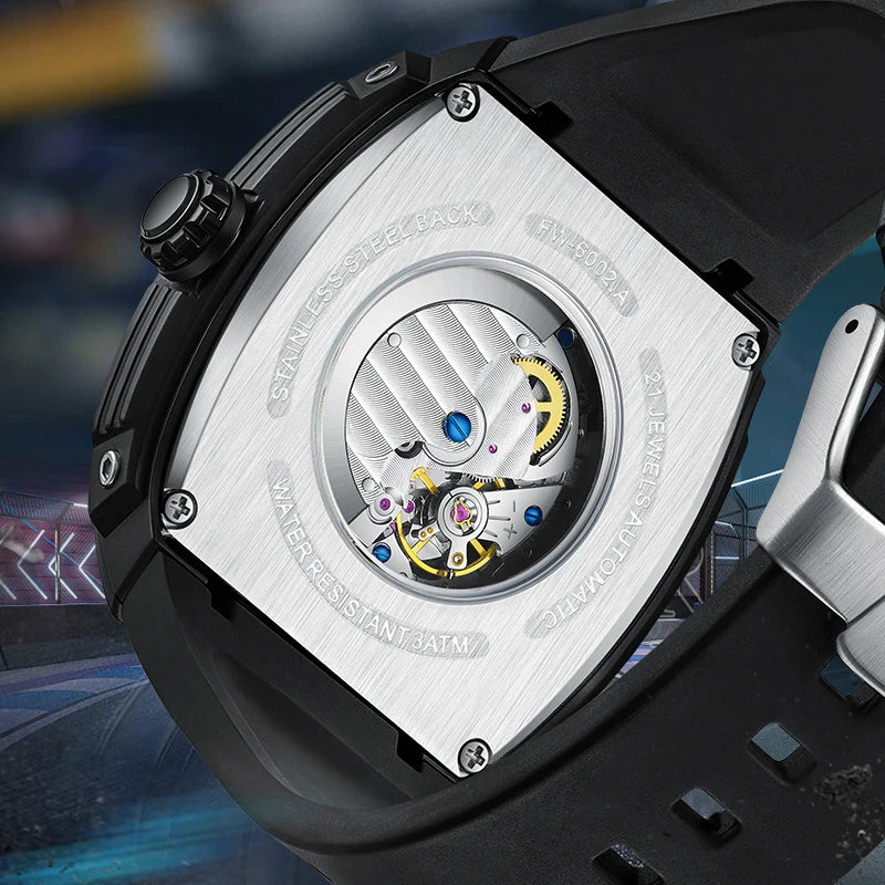 Mark Fairwhale New Men Automatic Watches Tourbillon Mechanical Watch Tonneau Dial Luminous Waterproof Fashion for Men Wristwatch