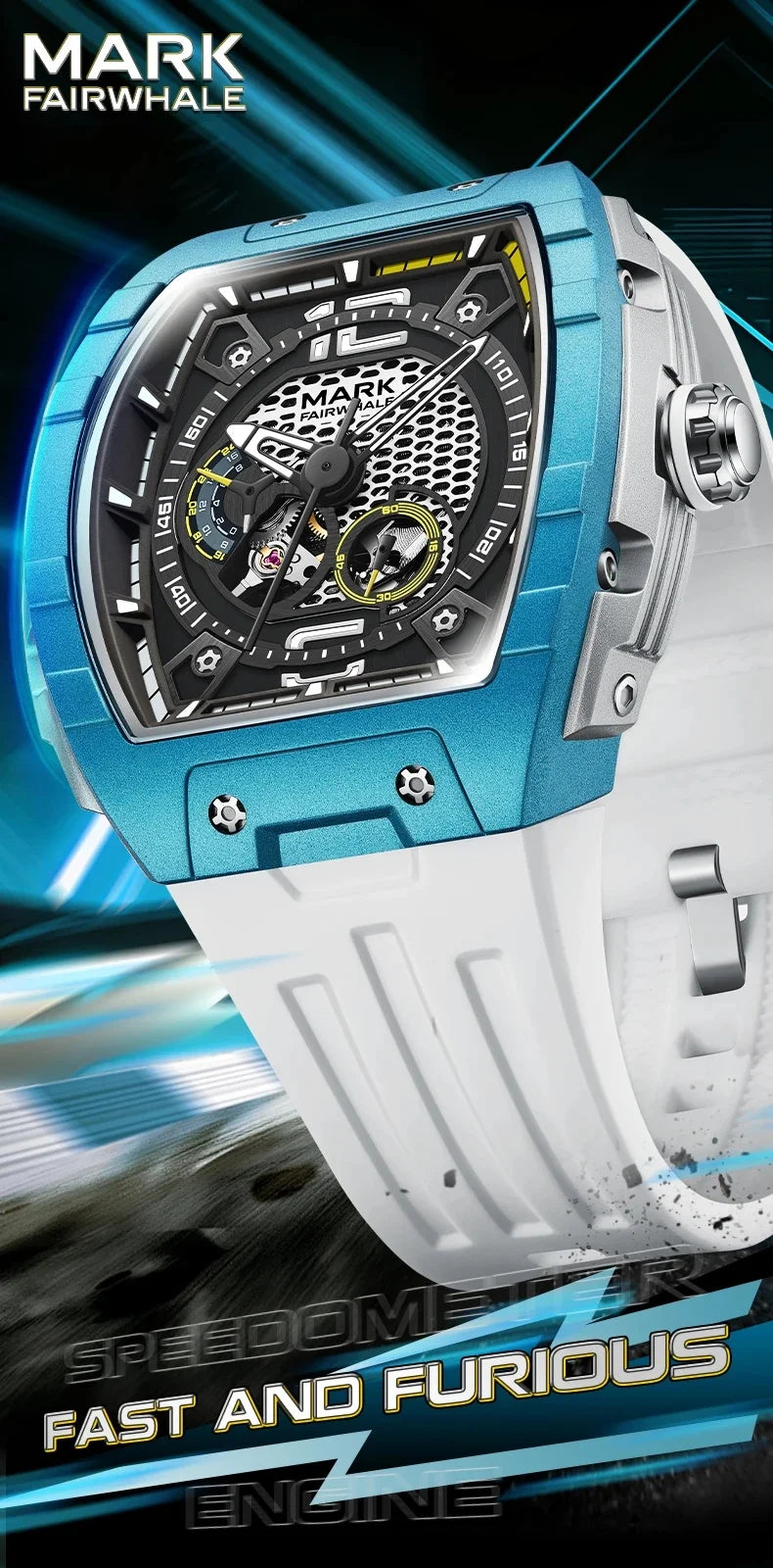 Mark Fairwhale New Men Automatic Watches Tourbillon Mechanical Watch Tonneau Dial Luminous Waterproof Fashion for Men Wristwatch