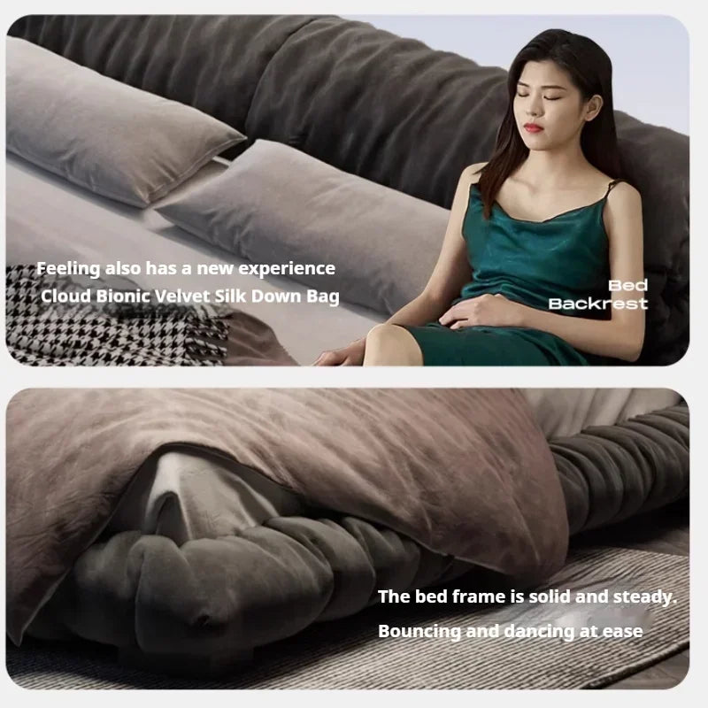 Backrest Duvet Double Bed Waterproof Luxury Gray Big Wooden King Size Beds Bedroom Adults Floor Cama De Casal Home Furniture