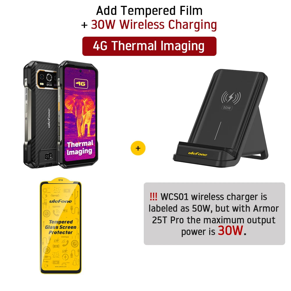 Ulefone Armor 27T 4G THERMAL BY FLIR® Rugged Phone 10600mAh Up to 24GB+256GB 6.78"FHD 120Hz Night Vision Android 14 Smartphone