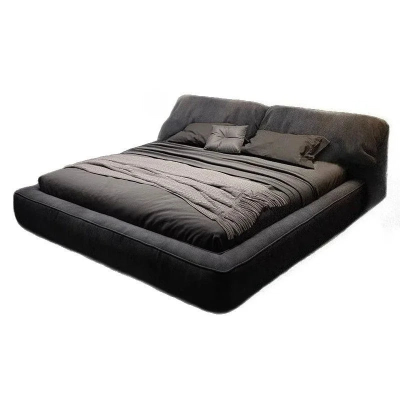 1.8 Meters 1.5 Meters Cloth Bed Cream Wind Simple Modern Double Master Bedroom Queen Bed Frames Black Coffee Color Soft Bed