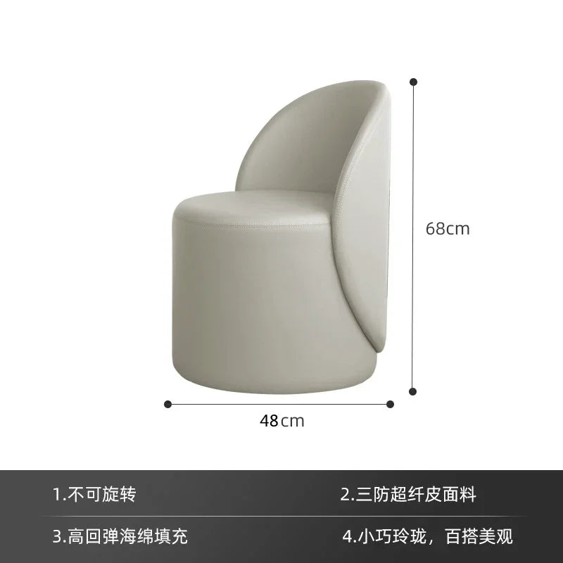 Professional Backrest Chair for Bedroom, Vanity Stool, Minimalist Makeup Seat, French Style, Home Furniture, Elegant