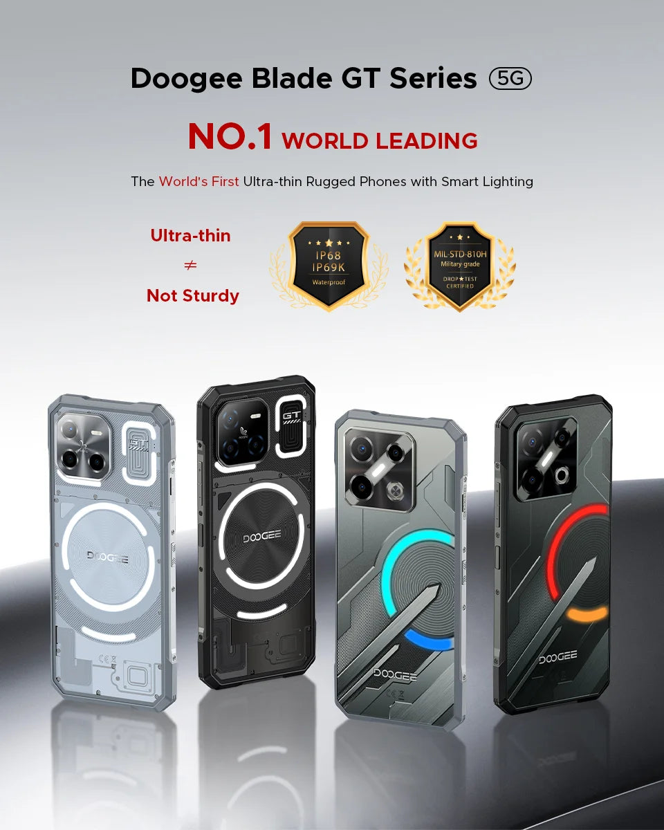 Global Version DOOGEE Blade GT Play Rugged Phone 20(8+12)GB 256GB 6.72” FHD+ 120Hz LED Light Effect Dimensity 7025 50MP Camera