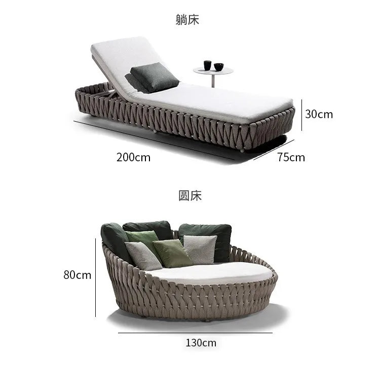Outdoor Rattan Swimming Pool Leisure Courtyard Loungers Beach Beds Outdoor Hotel Garden Terrace Sofa