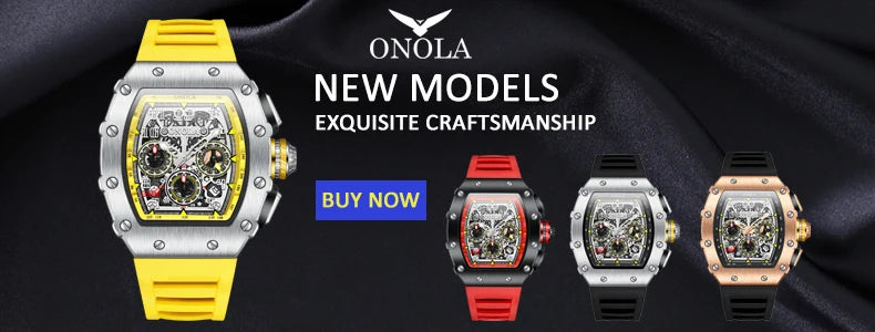 New Luxury Men Watch ONOLA Fashion Fully Automatic Mechanical Watches Man Unique Design Waterproof Tape Watch Wristwatch