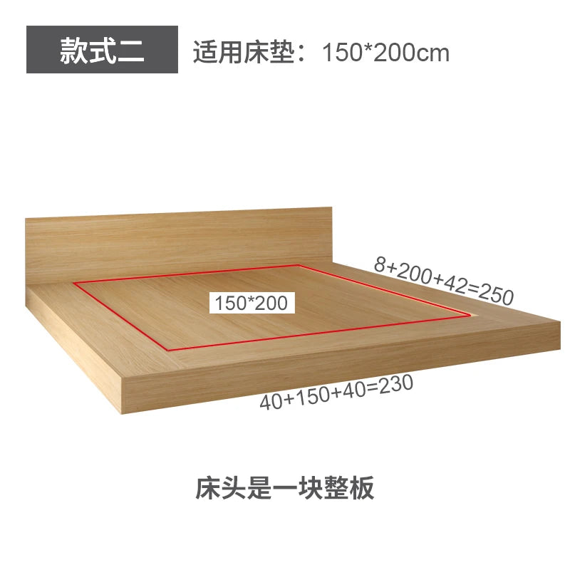 Japanese style extra large tatami low bed, modern simple double floor-to-ceiling panel bed, floor-to-ceiling floor platform low