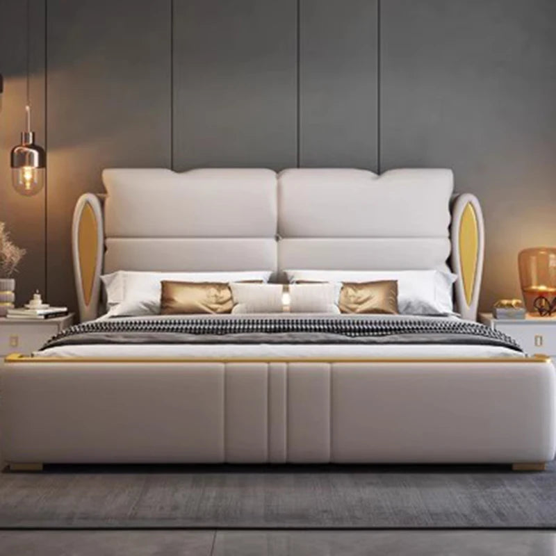 Simple Modern Massage Bed Bedroom King Size Design Luxury Frame Platform Bed Leather Safe Letto Matrimoniale Hotel Furniture