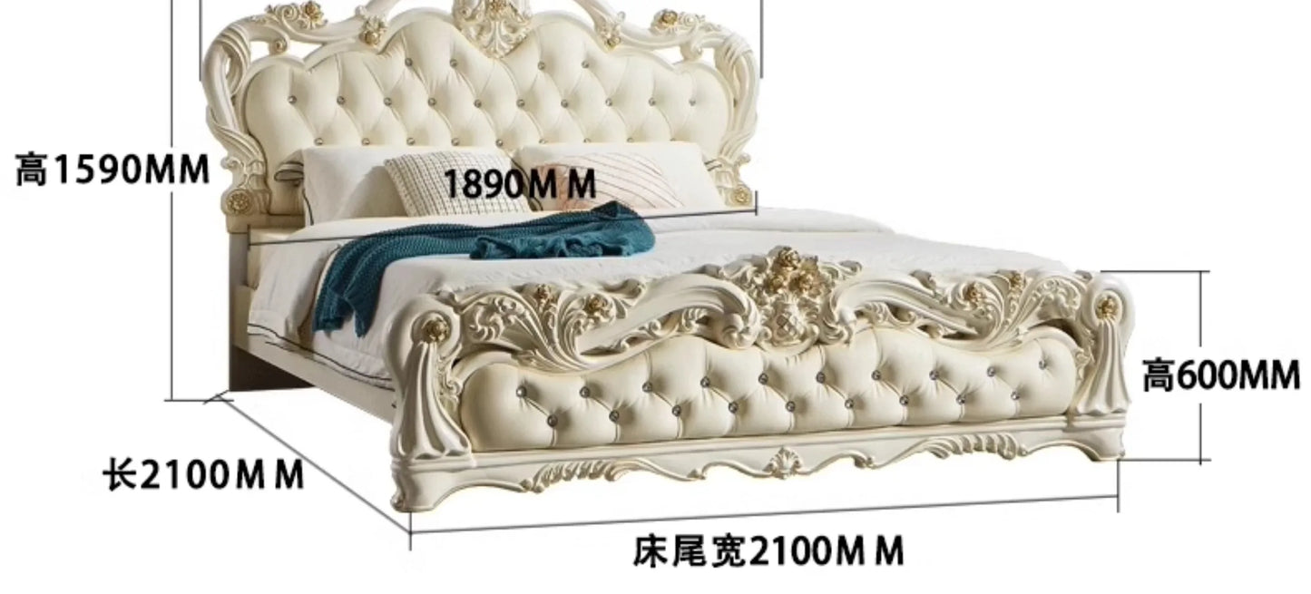 European Bedroom Massage Bed Design Frame Luxury Double Bed Princess Sleeping Platform Safe Sofa Headboards Cama Home Furniture