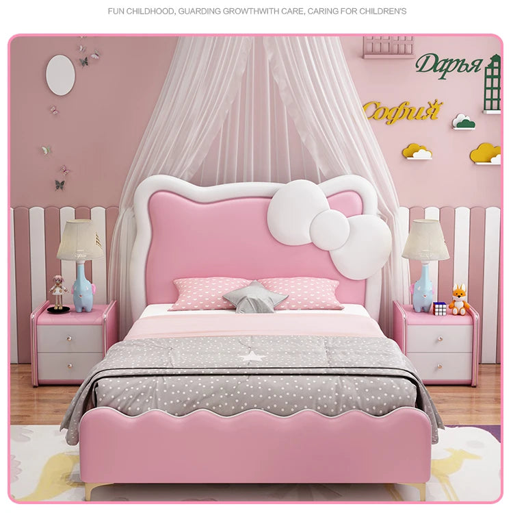 150X200cm Modern Childrens cartoon girl princ ess bed pink queen size bed frame full double bed complete bedroom furniture