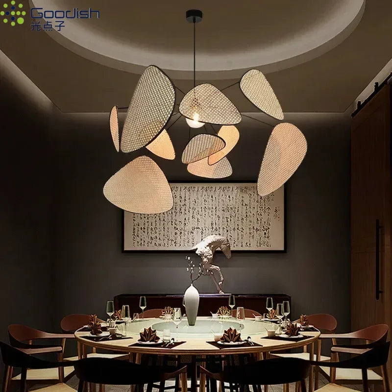 Japanese Wabi Sabi Art LED Pendant Lights Nordic Luxury Bamboo Rattan Lamp for Living Dining Bed Room Home Decoration Chandelier