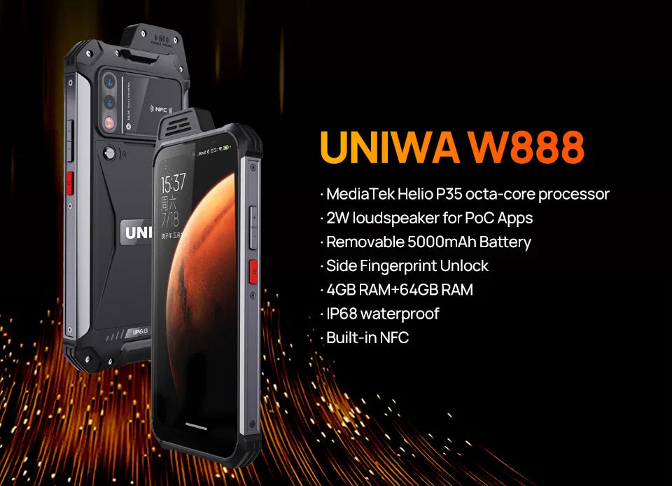 UNIWA W888 ATEX Explosion Battery European Union Certification IP68 4G Rugged Smartphone 4GB+64GB HD/FHD Screen Mobile Phone