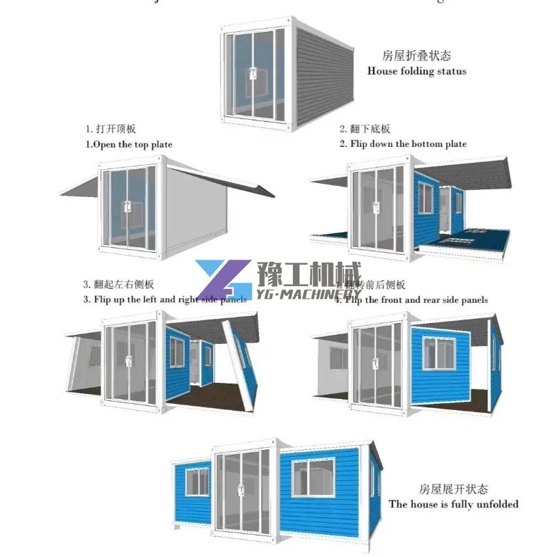 Luxury 2-5 Bedroom Prebuilt Container House 20-40Ft Portable Mobile Tiny Home Prefab Foldable Expandable Sandwich Panel Shop