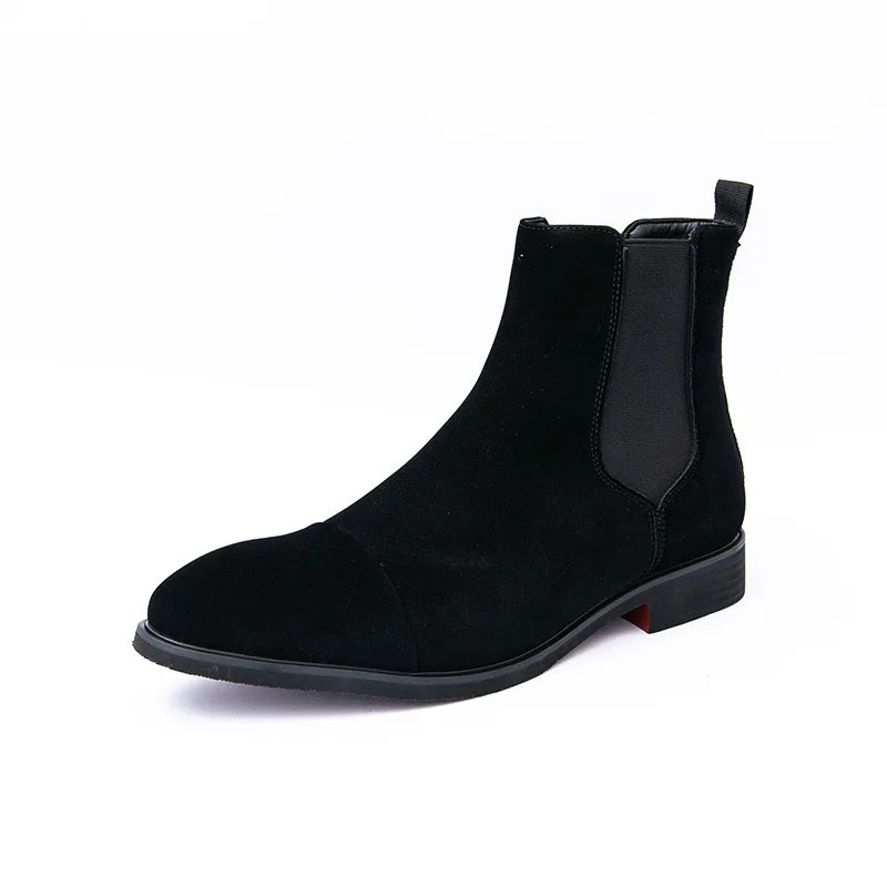 Luxury Brand Men Chelsea Boots Fashion Pointed Toe High Top Leather Boots Business Dress Boots for Men 2025New Casual Ankle Boot