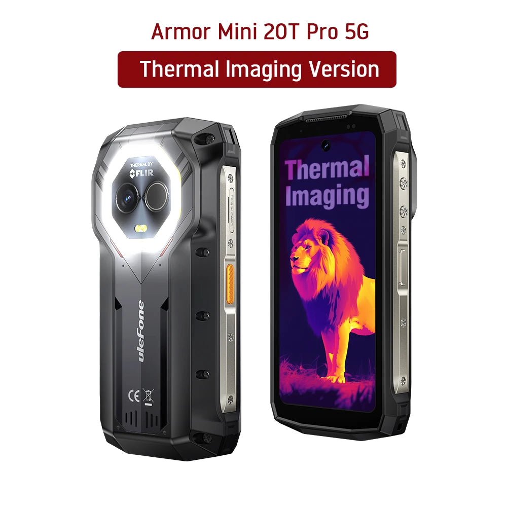 【World Premiere】Ulefone Armor Mini 20T Pro 5G 4.7" Display Rugged Phone LED Light Android 14 Smartphone 6200mAh 16GB+256GB 33W