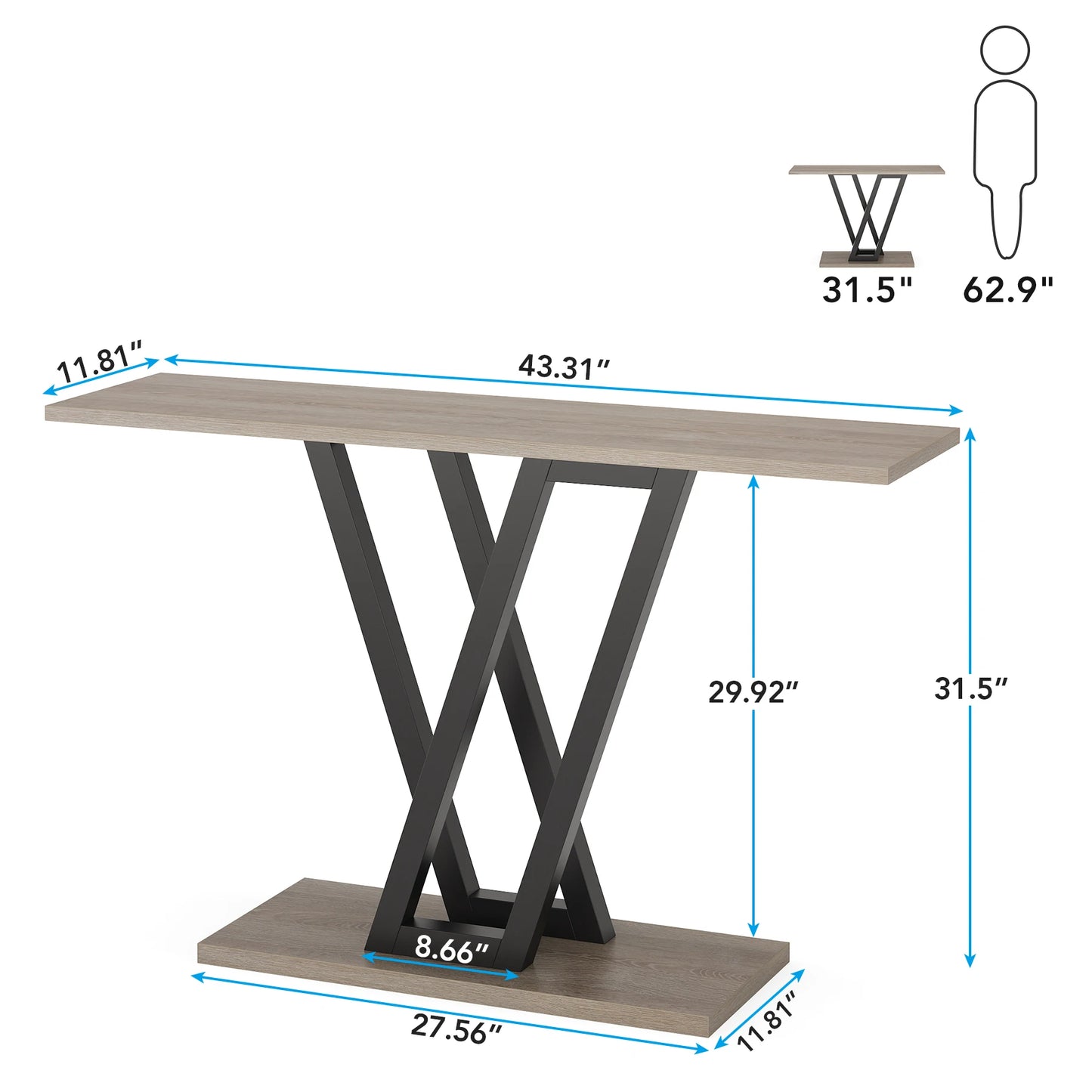 Tribesigns 43 Inch Console Table Industrial Entryway Hallway Table Living Room Furniture