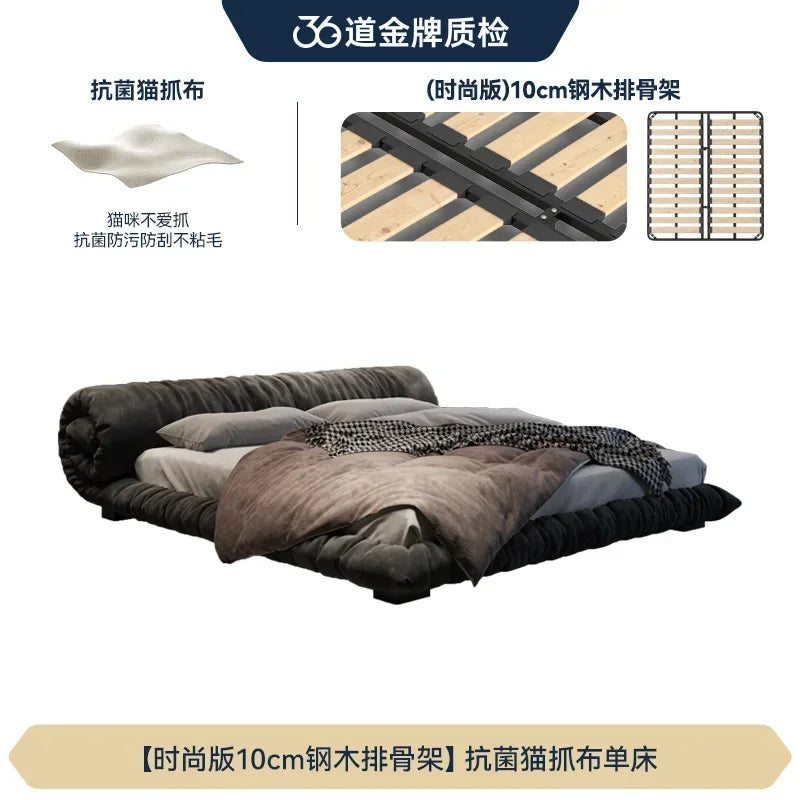 Backrest Duvet Double Bed Waterproof Luxury Gray Big Wooden King Size Beds Bedroom Adults Floor Cama De Casal Home Furniture
