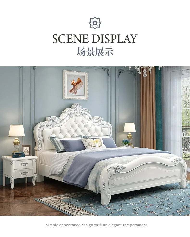 Princess Wood Frame Bed Modern Platform Designer Wooden Full Set Bed Double Headboards Luxury Camas De Dormitorio Home Furniture