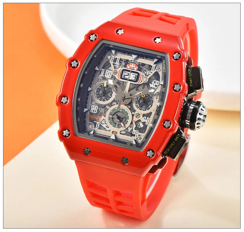 New generation sports hollow design business watch modern sports machinery wind quartz small three-disc craft watch